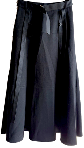 Nostrasantissima Italy. Black Cotton/Linen/Viscose Blend Wide Leg Pants