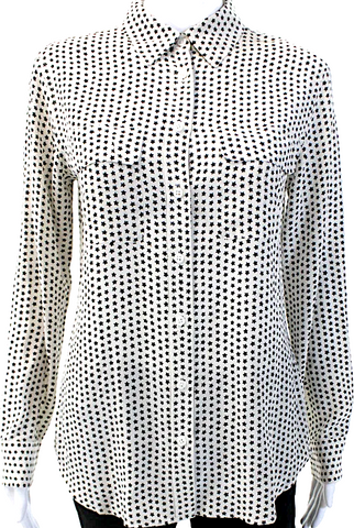 Proenza Schouler NY. Zip Up Crew Neck Viscose White Black Floral Sheath Dress