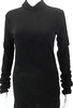 Helmut Lang NYC. Black Cotton Mock Neck Striped Long Sleeve Top