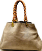 Bottega Veneta Italy. Brown Leather Braided Hand-Rolled Double Handled Brown Canvas Shoulder Bag / Hand Bag