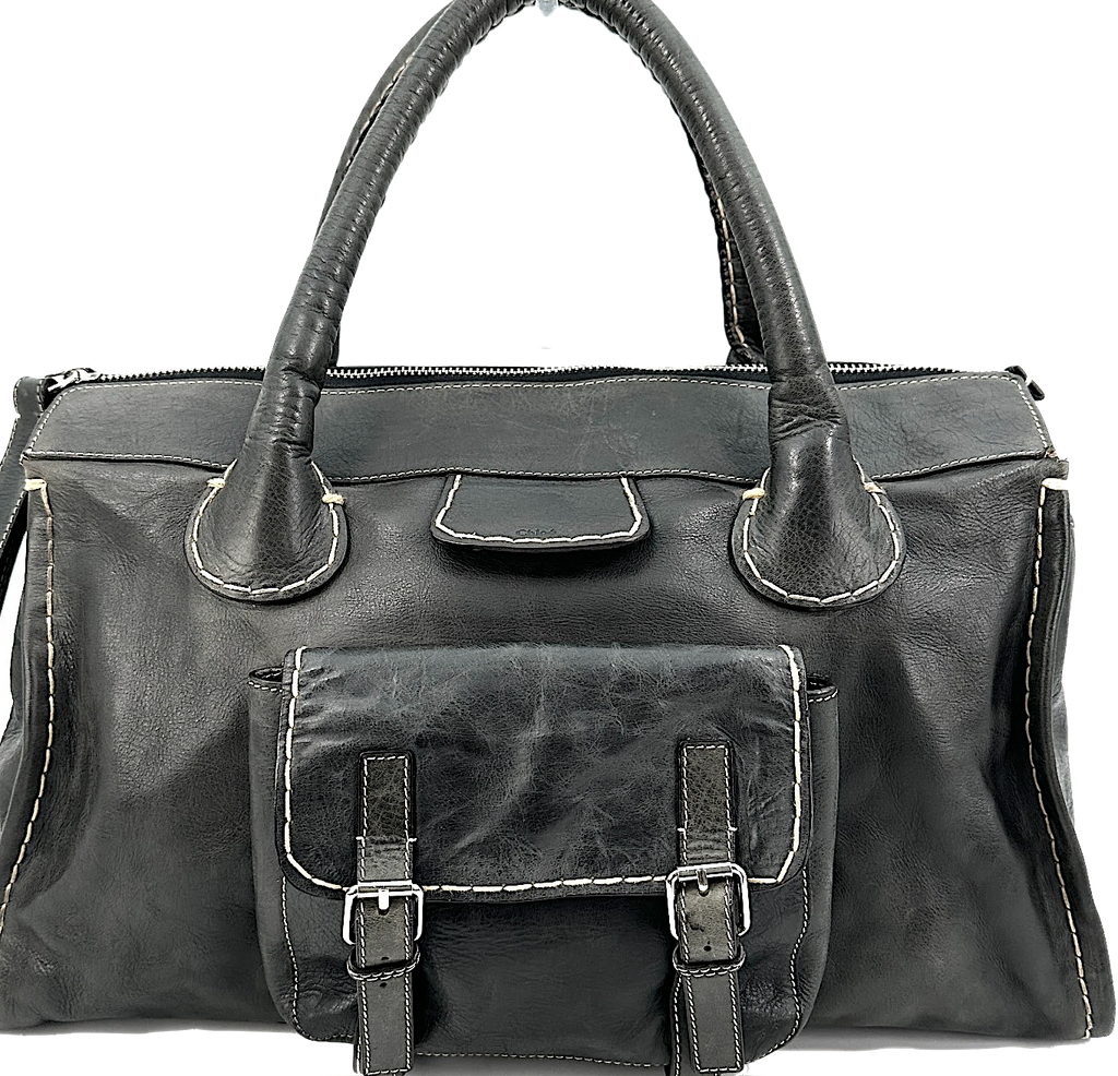 Chloe Paris. Black Leather Large Satchel Shoulderbag / Handbag