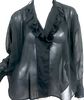 Isabel Marant Etoile Paris. Black Cotton Pamias Ruffle Blouse Long Sleeve Top