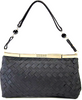 Bottega Veneta Italy. Black Intrecciato Leather Evening Bag