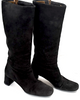 Miu Miu Italy. Black Suede Leather Boots Block 2.5
