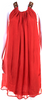Lanvin Paris. Red Silk Geometric Embroidered Beaded Ruched A-Line Dress