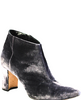 Manolo Blahnik Paris. Vintage Gray Velvet Pointed Toe Block Heels Ankle Boots