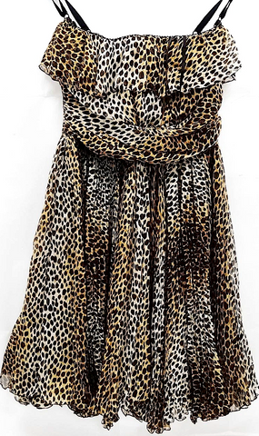 PRADA ITALY. 2011 COLLECTION. Black/White/Beige Accent Knee-Length Dress
