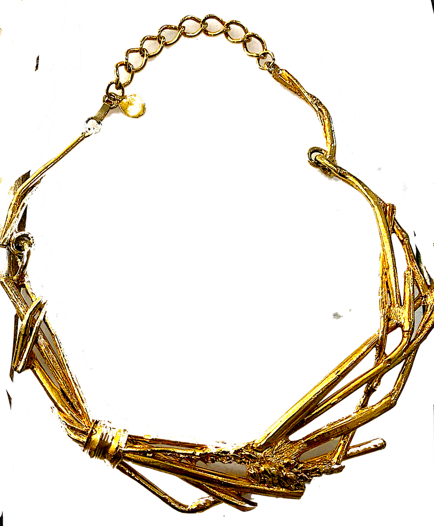 Antigona Paris  Goldplated  Signed on Reverse Brutalist Statement Necklace