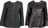 JIL SANDER Dark Raisin Brown Leather & Black Poly Techno Reversible Jacket