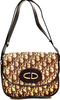 Christian Dior Paris. Brown Canvas and Leather Logo Shoulder Bag