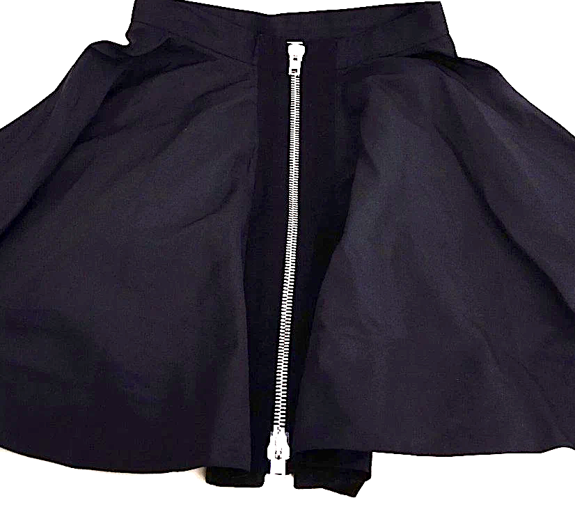 Miu Miu Italy. Black Polyester, Acetate, Nylon Front Zip Skirt