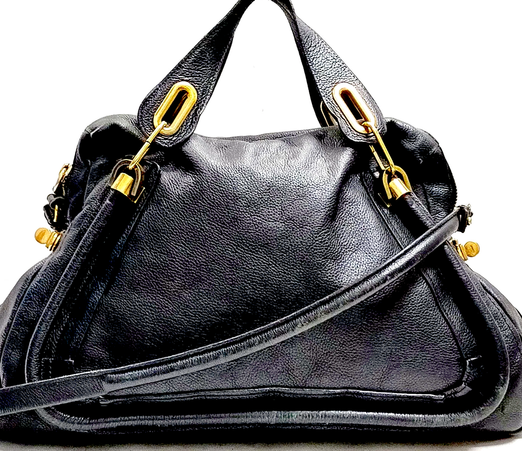 Chloe Paris. Phoebe Philo Designer. Black Large Size Leather SHand Bag Black Leather