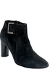 Robert Clergerie Paris. Black Suede Zippered Silver Buckle Accent Heeled Boots Size 9.5
