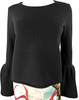 Co Japan. Japanese Yarn Black Wool Sweater with Flare Cuffs