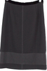 PRADA Italy. Black Virgin Wool Grosgrain Ribbon & Velvet Knee-Length Pencil Skirt