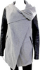 Mackage Gray Wool Black Leather Trim Sleeves,  Collared Jacket