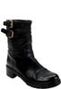 Prada Sport Italy. Black Leather  Slip On Block Heel Double Buckle Boots Size 39.5