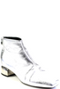 Pierre Hardy Paris. (Hermes Shoe Designer) Square Toe Silver Metallic Leather Ankle Boots Size 39