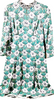 Prada Italy. Green Variations Rayon, Polyurethane Print Dress