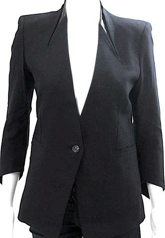 Helmut Lang NY.NEW W/TAGS. Black Silk Floral Print Scoop Neck Wrap Blouse