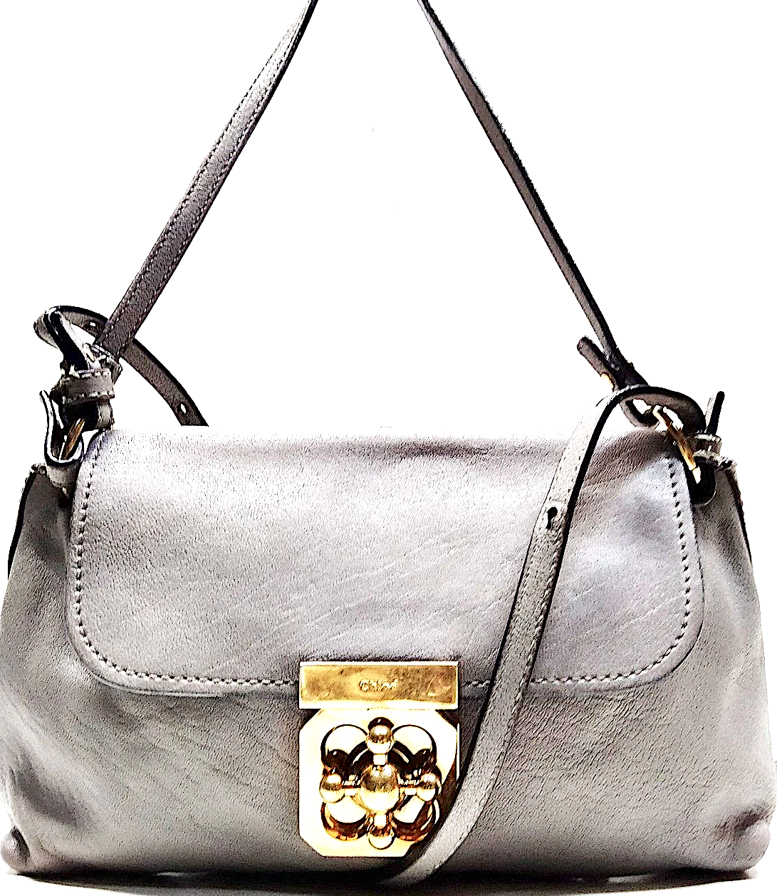 Chloe Paris. Gray Leather Small/Medium Shoulderbag/Handbag
