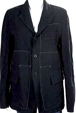 Dolce & Gabbana Italy. Black Wool Long Button Up Blazer Jacket