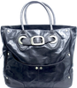 HIROKO KOSHINO Japan. Black Leather, Silver Hardware Shoulder bag