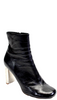 Celine Paris. BlackLeather Zipped Squared Toe Heel Accented Boots Size 37.5
