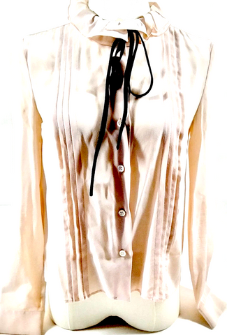 Valentino Garavani Italy. Black Silk Floral High Neck Long Sleeve Maxi Dress