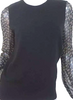 Isabel Marant Etoile Paris. Printed Sleeve Sweater Black Wool Crewneck Pullover