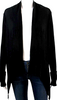 Rick Owens Paris. Black Long Sleeve Ribbed Trim Open Cardigan Sweater