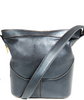 LOEWE MADRID. Black Leather Contrast Stitching Shoulder Bag