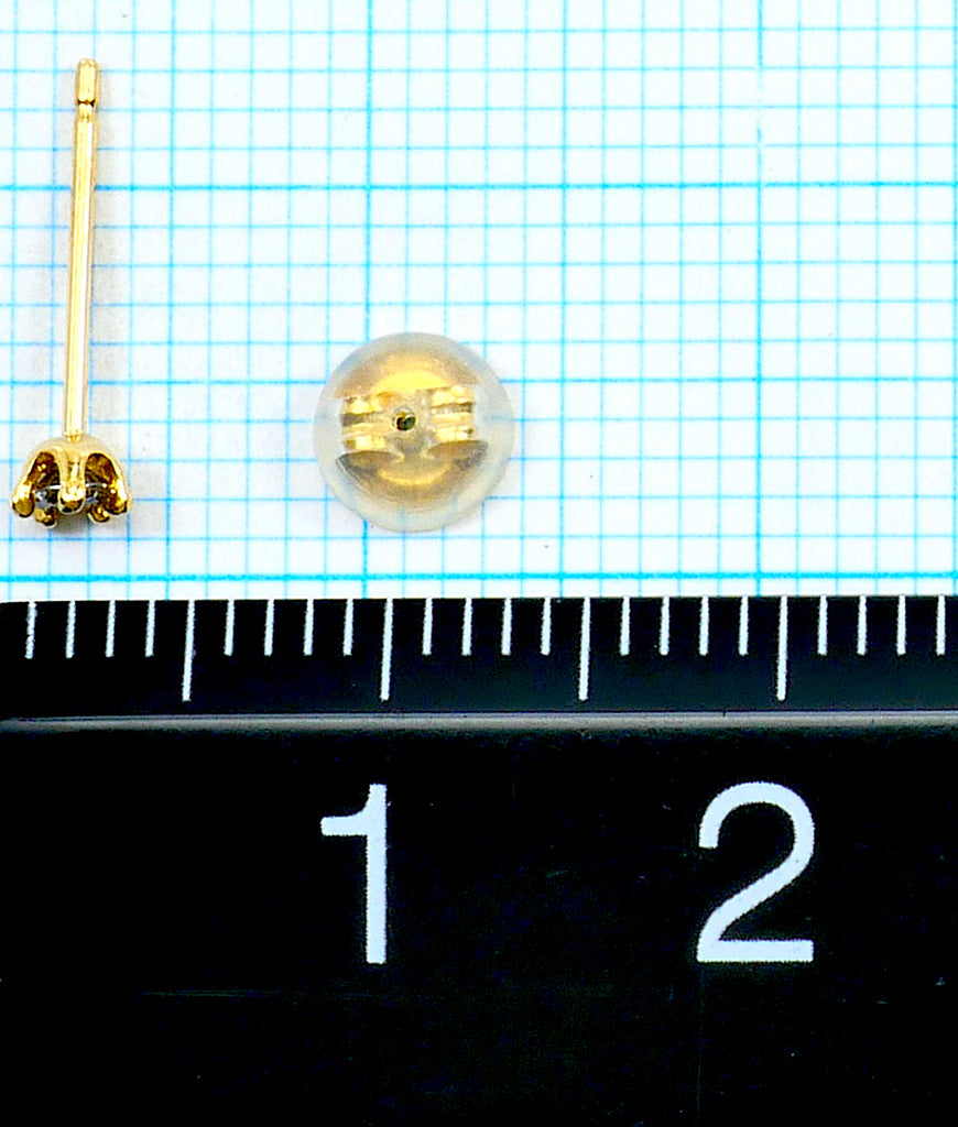 Paris Unbranded. 18K (18-karat) Yellow Gold (YG) Earrings with 0.05ct Diamonds, Total Weight 0.2g