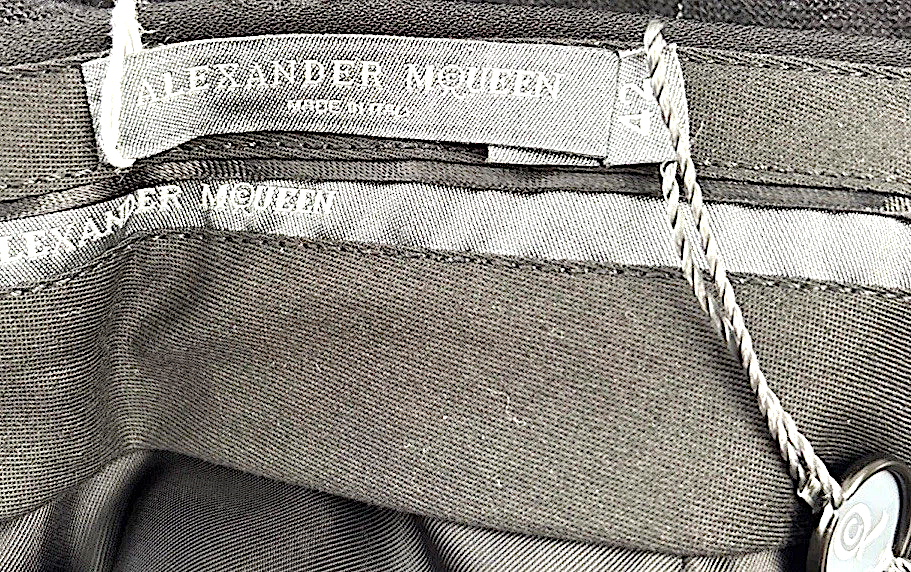 NWT Alexander McQueen Black Tuxedo Swiss Dots Flat Front Pants