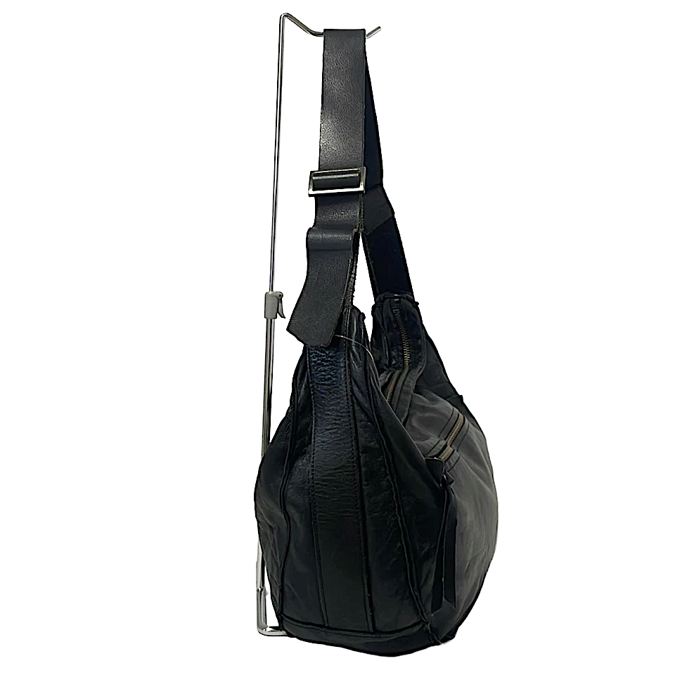 REN JAPAN. Black Lambskin Leather Crossbody Sling/Hobo Style Shoulder Bag