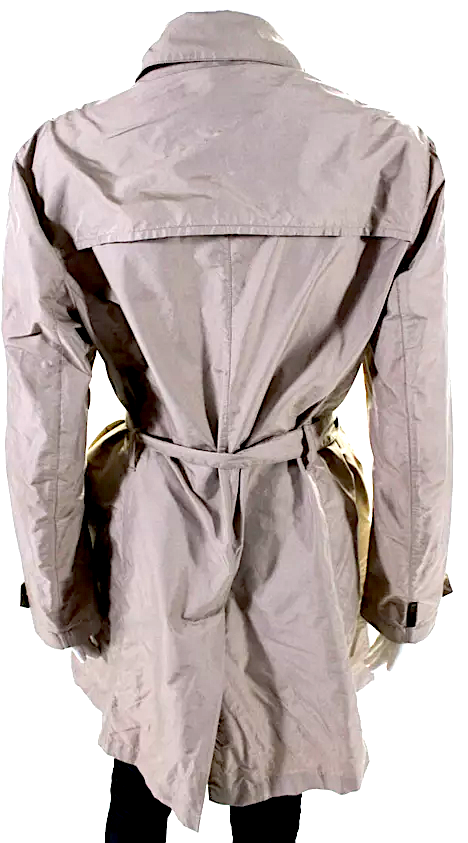 Prada Italy. Beige Polymaide/Nylon Double Breasted Belt Long Sleeve Trench Coat