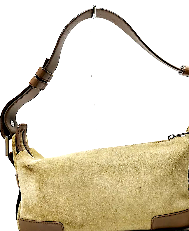 LOEWE MADRID. Anagram. Beige Seude Leather Shoulder Bag