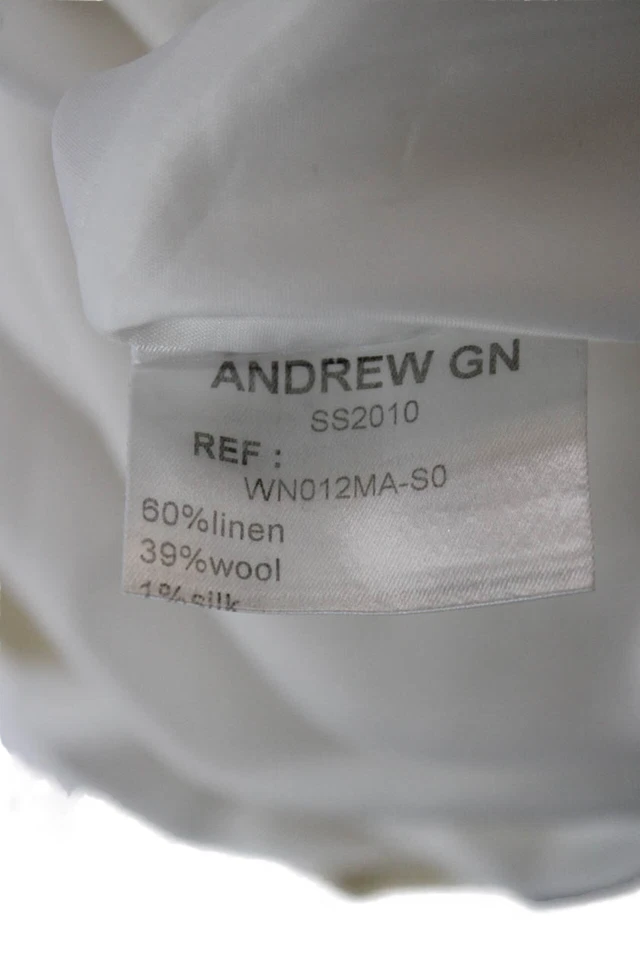 Andrew Gn Paris. SS2010 COLLECTION. Beige Floral Sleeveless Round Neck Linen Shift Dress