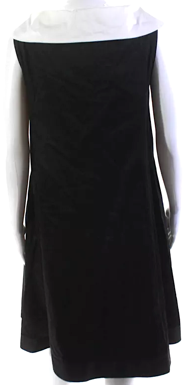 Adeam Japan. NEW. W/TAGS Black Button Front Sleeveless White Collared Prairie Dress