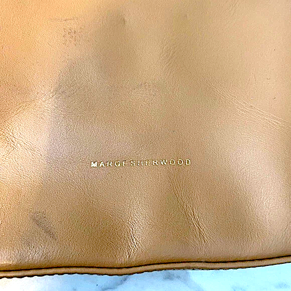 Marge Sherwood Seoul. Tan Leather Mini Breeze Top Handle Crossbody Strap Shoulder Bag