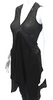 Rick Owens Paris. Black Semi-Sheer Silk Draped Sleeveless V Neck Top