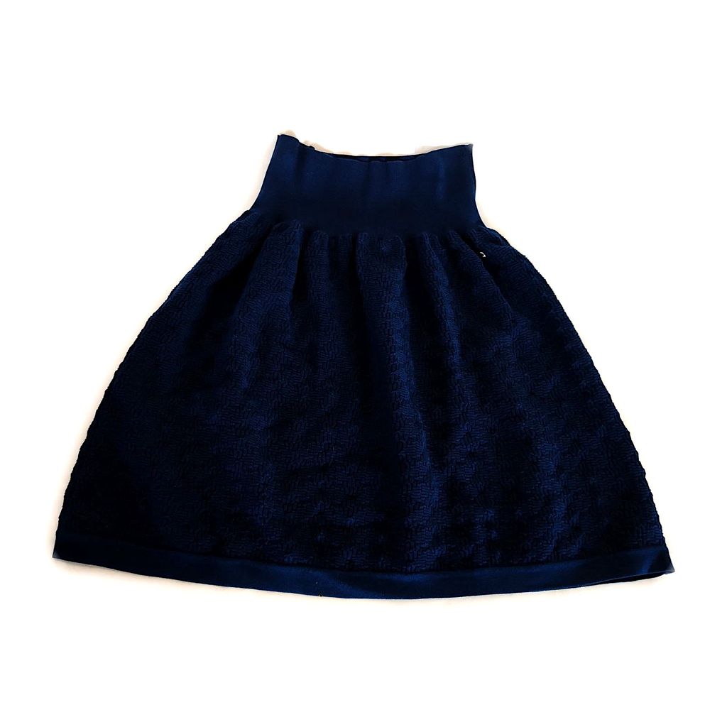 Chanel Paris. Navy Blue Textured Cotton Knit Skirt