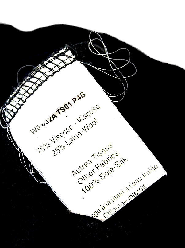 Lanvin Paris. Black Round Neck Long Sleeves Belted Mini Dress