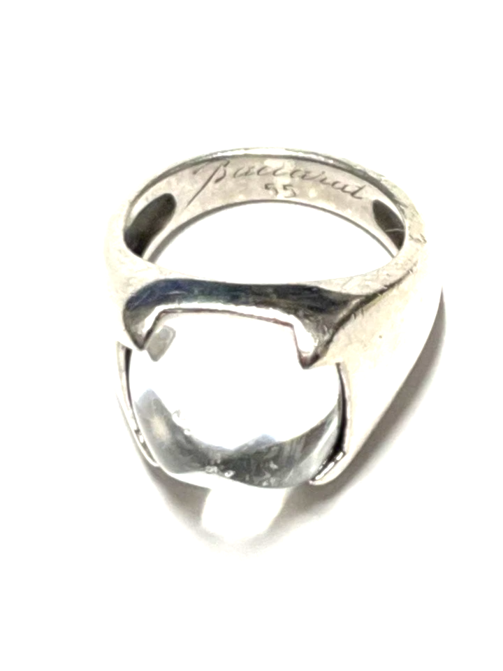 Baccarat Paris. Sterling Silver Vintage Ring w/Clear Crystal SZ 6.5 USA