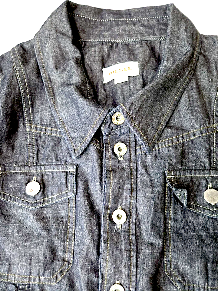 Diesel Vintage Dark Blue Denim Button Belted Utility Dress