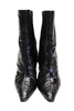 Manolo Blahnik Black Embossed Leather Pull-On Heeled Boots Size 8.5 38.5FR