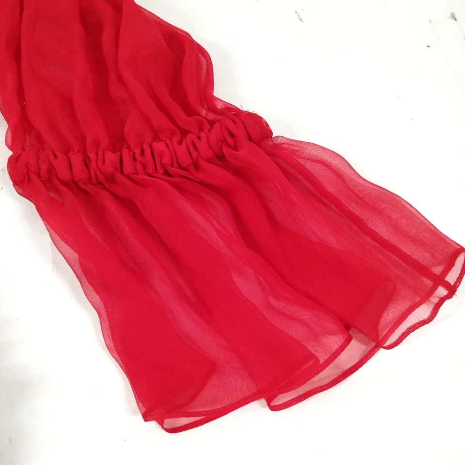 Gucci Italy. Red Silk Long Sleeve Dress