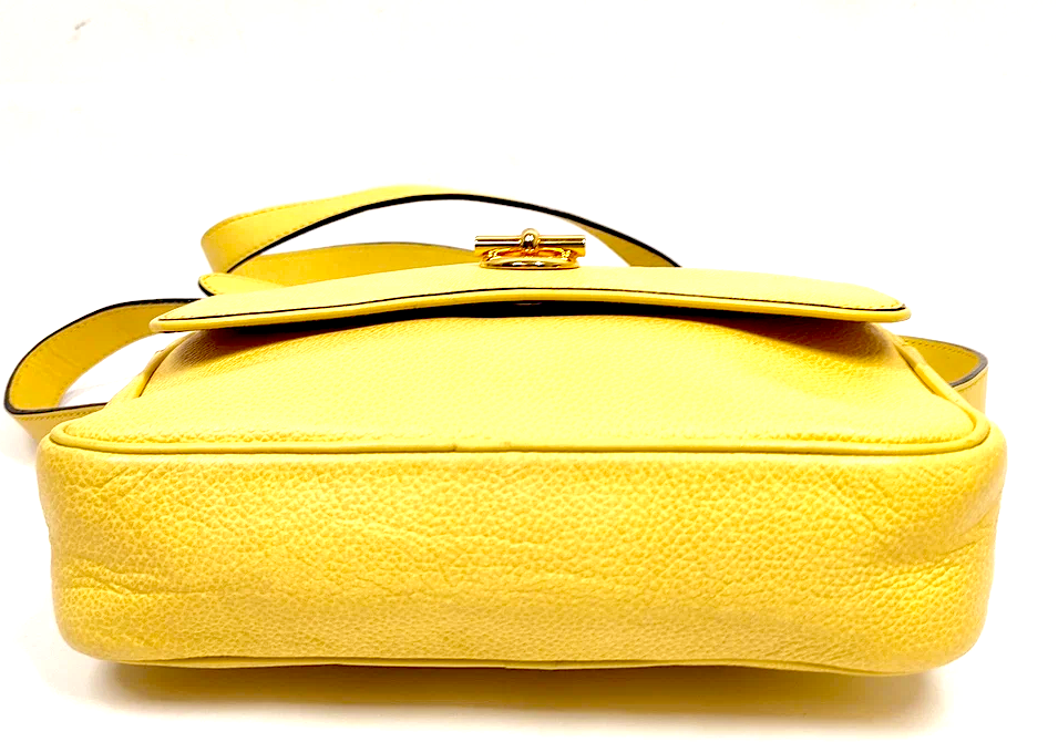 CELINE PARIS. Yellow Leather Gold Plated Hardware