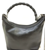 Gucci Italy. Black Bamboo Black Leather Shoulder Bag