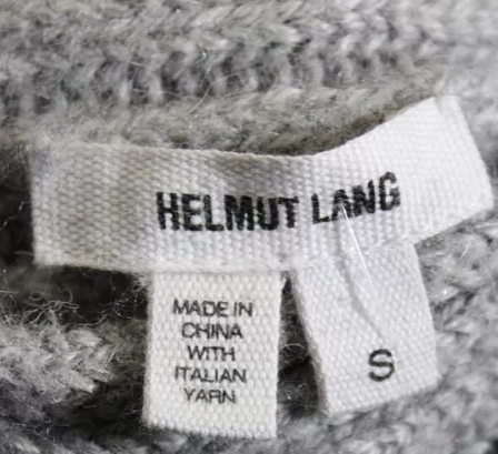 Helmut Lang Gray Alpaca Ribbed Turtleneck Tunic Sweater